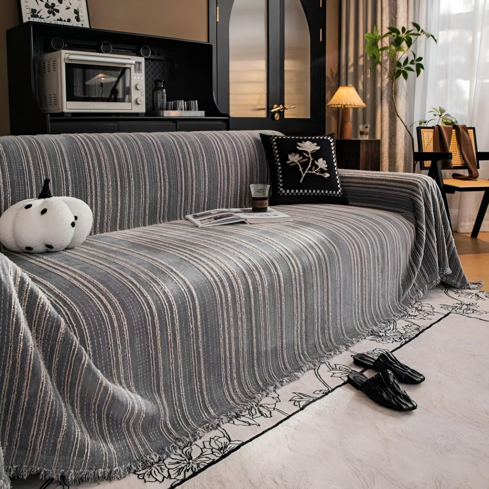 Chenille Striped Sofa Cover for Stain Protection