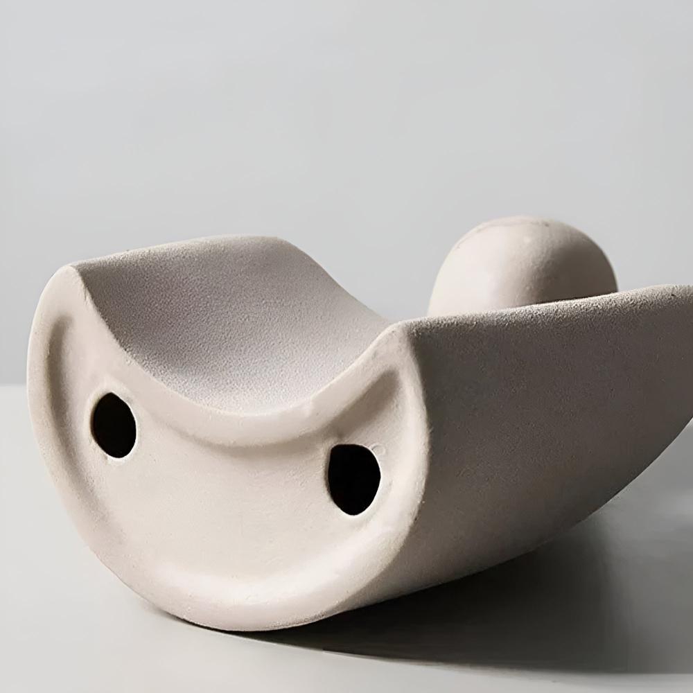 Ceramic Romantic Couple Sculpture in Grey Finish