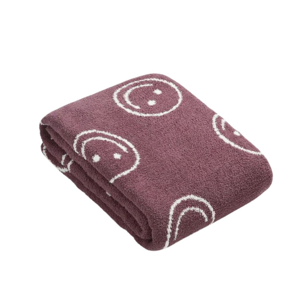 Smiley Face Cotton Plush Throw Blanket