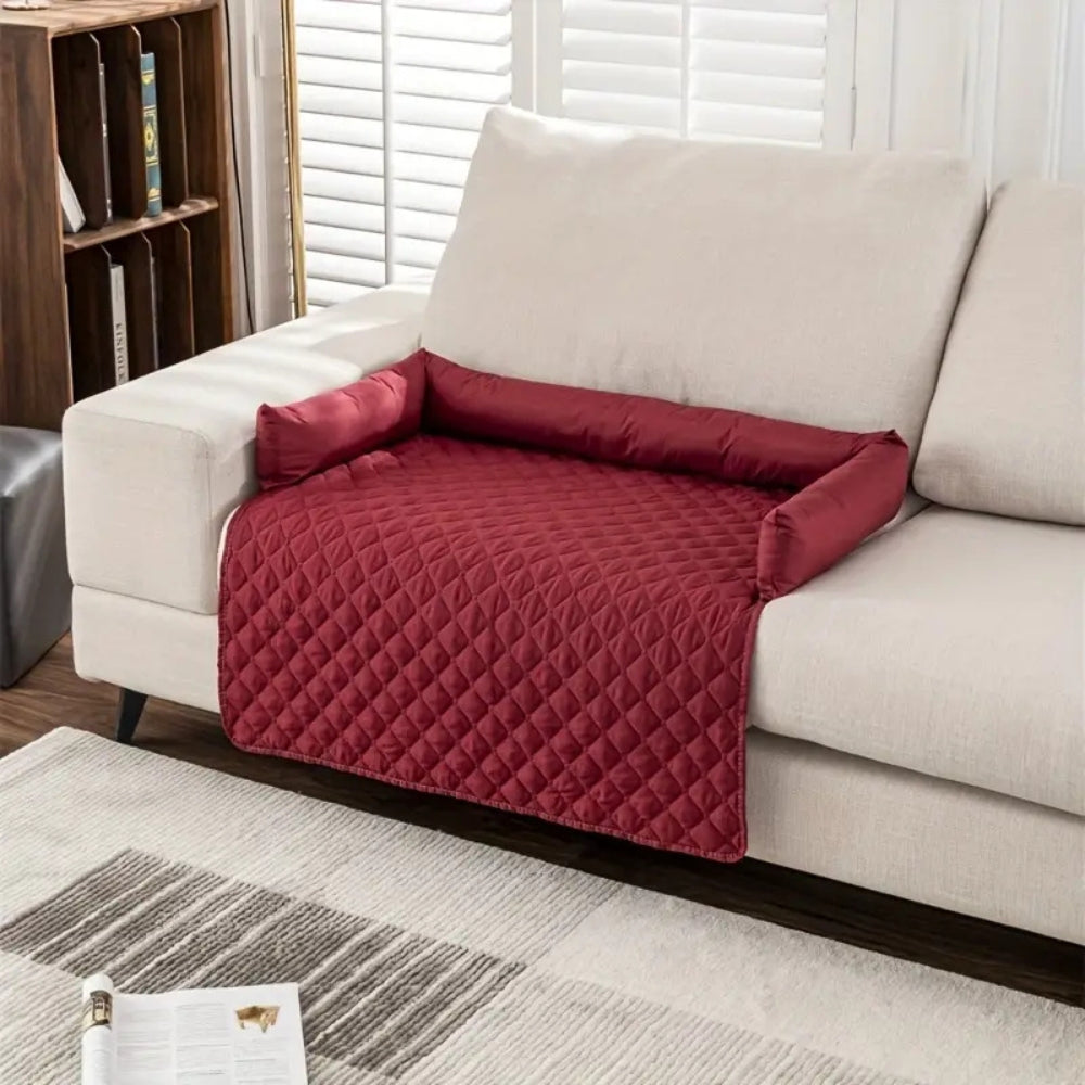 Water-Resistant Quilted Pet Sofa Protector with Bolster Cushions