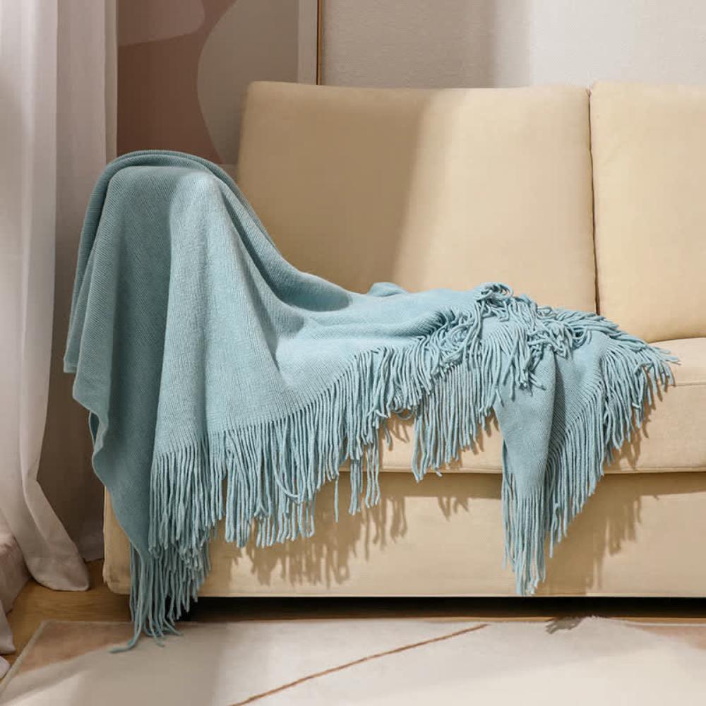 Chunky Knit Tassel Throw Blanket