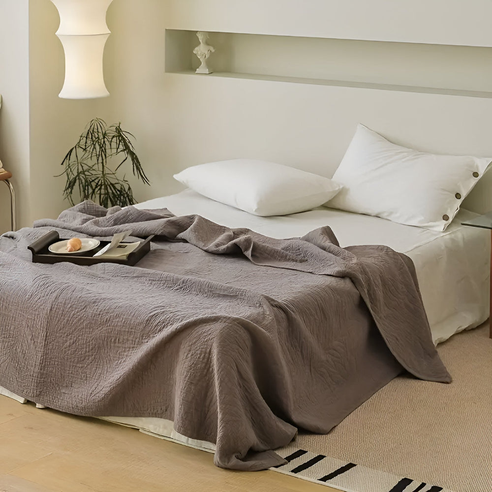 Premium Cotton Leaf Pattern Throw Blanket