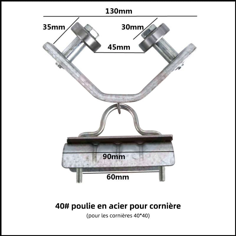 Adjustable Angle Iron Pulley with Safety Clamp