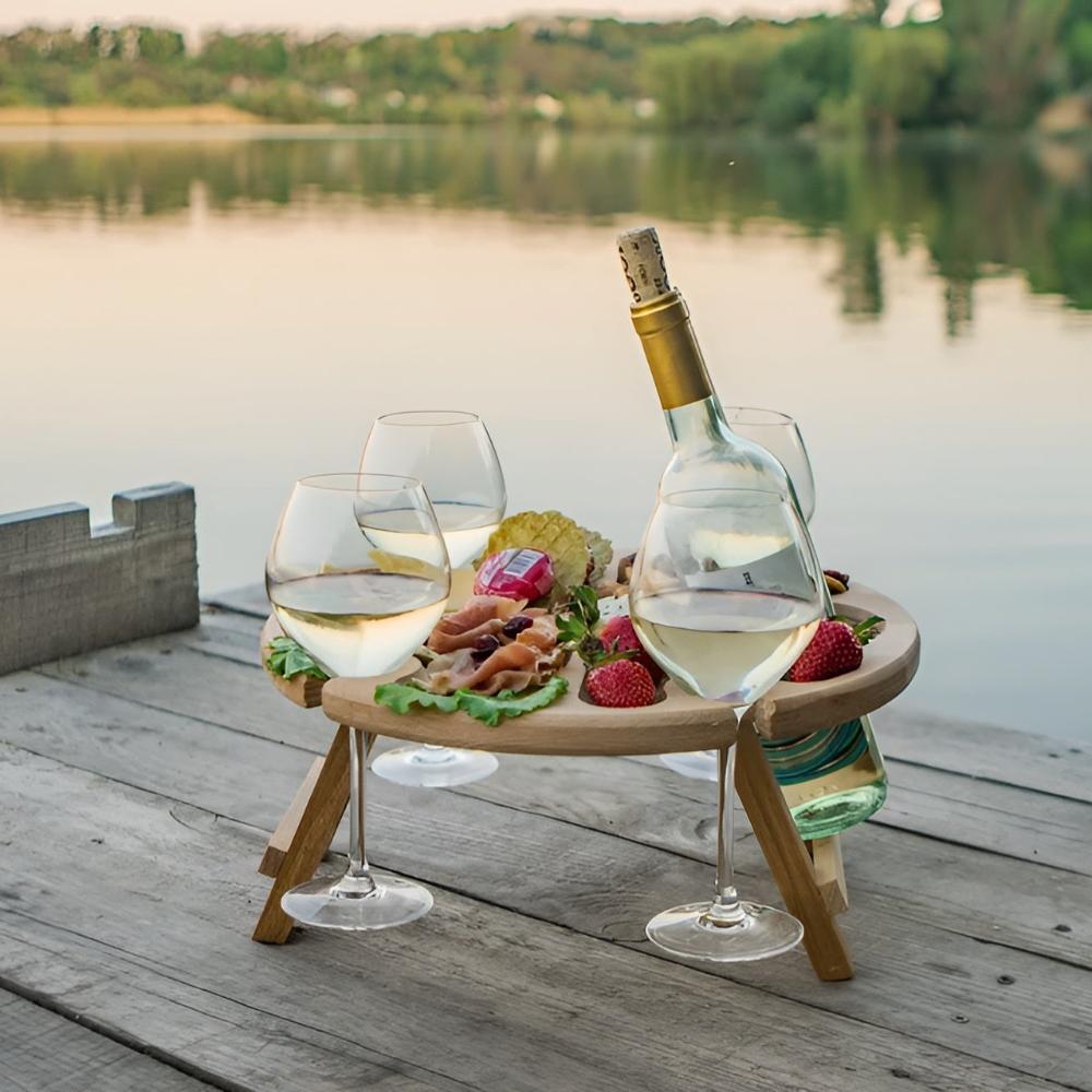 Foldable Picnic Table with Wine Glass Holders