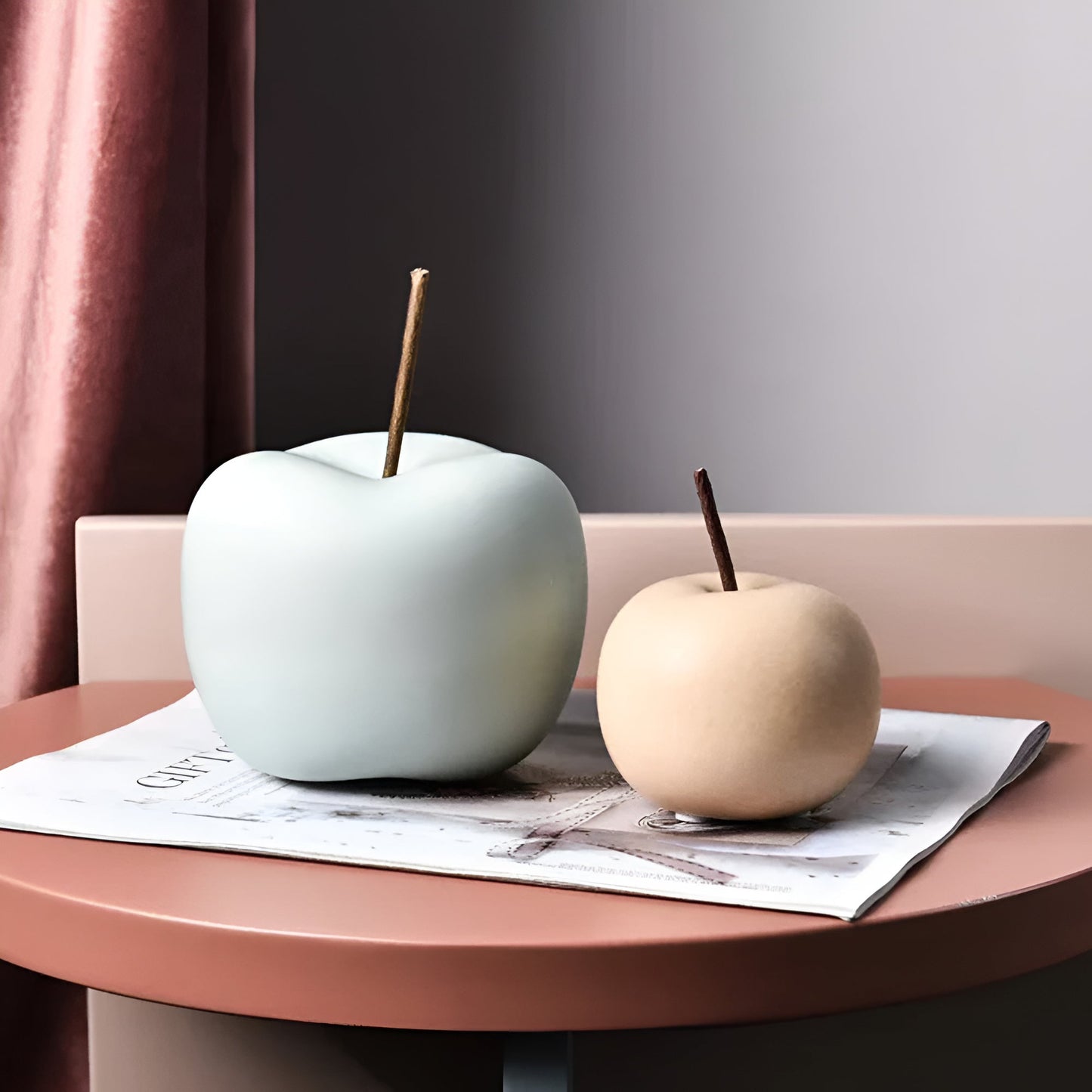 Pastel Apple Ceramic Ornament for Home Decor
