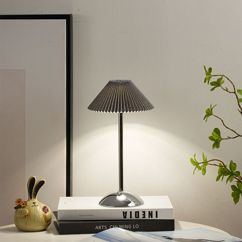 Contemporary Scandinavian Rechargeable LED Table Lamp with Fabric Shade