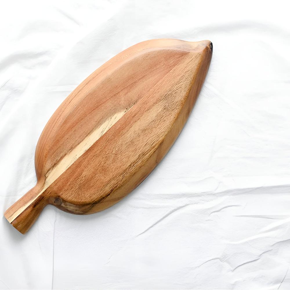 Leaf-Shaped Wooden Serving Tray