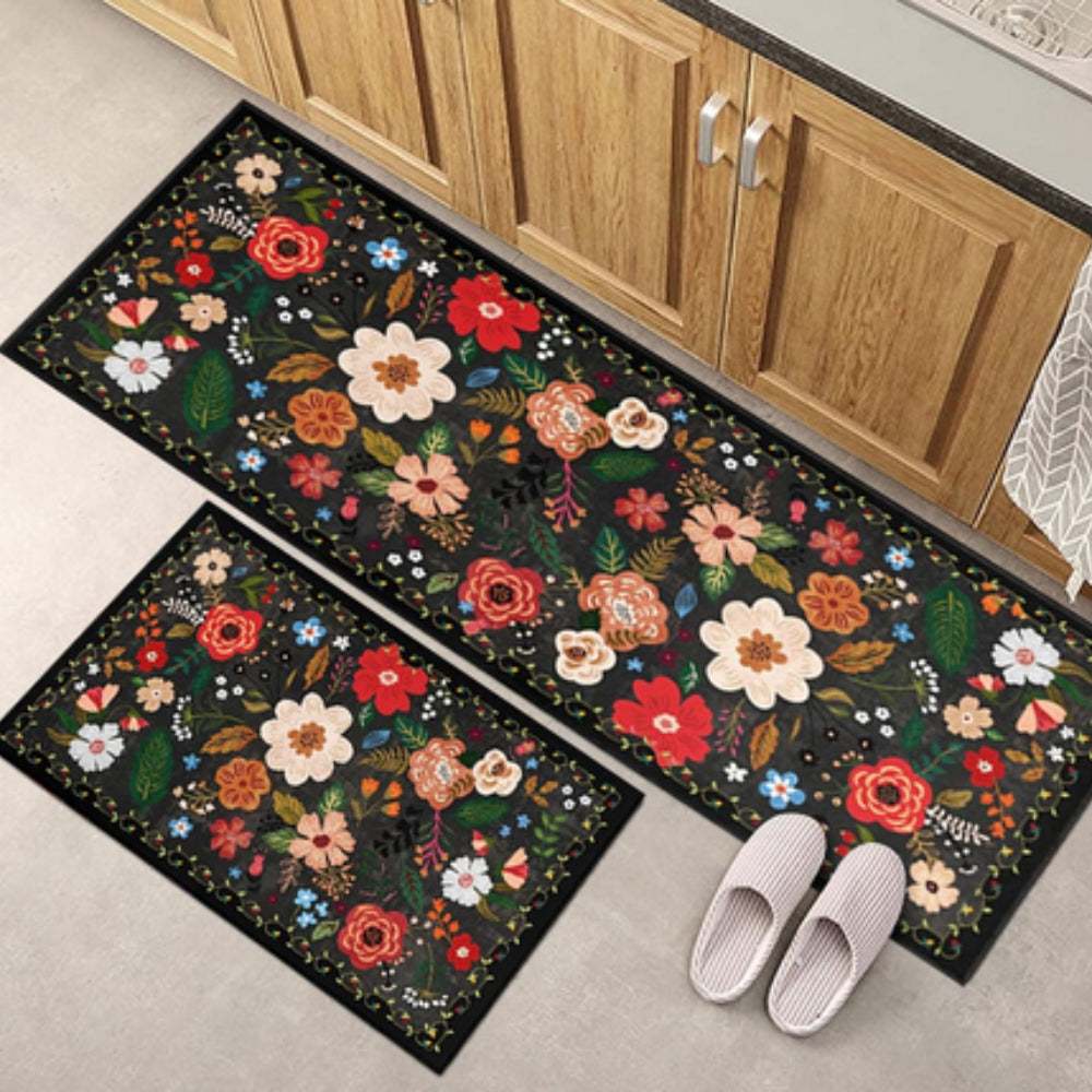 Boho Floral Anti-Fatigue Kitchen Mat Set