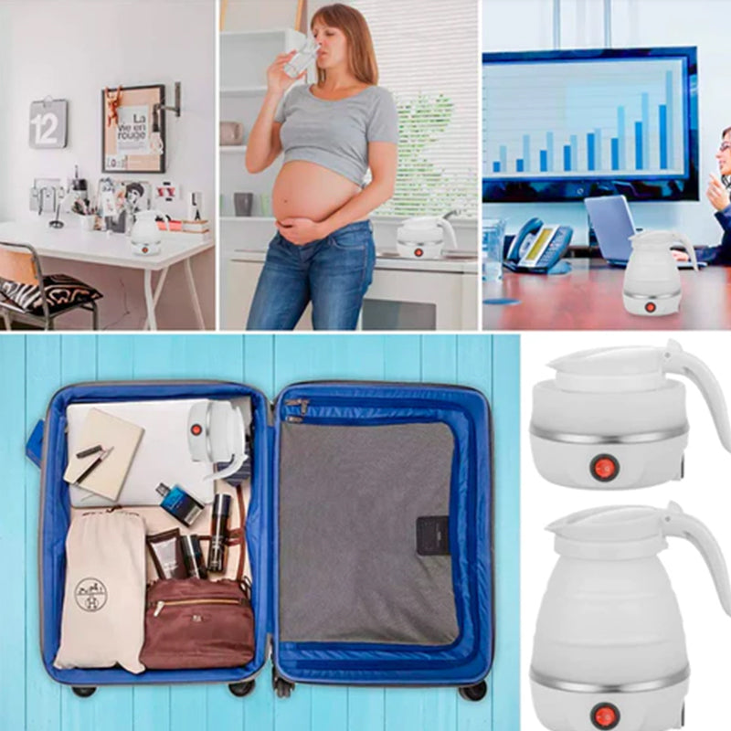 Portable Foldable Silicone Travel Kettle with Universal Plug