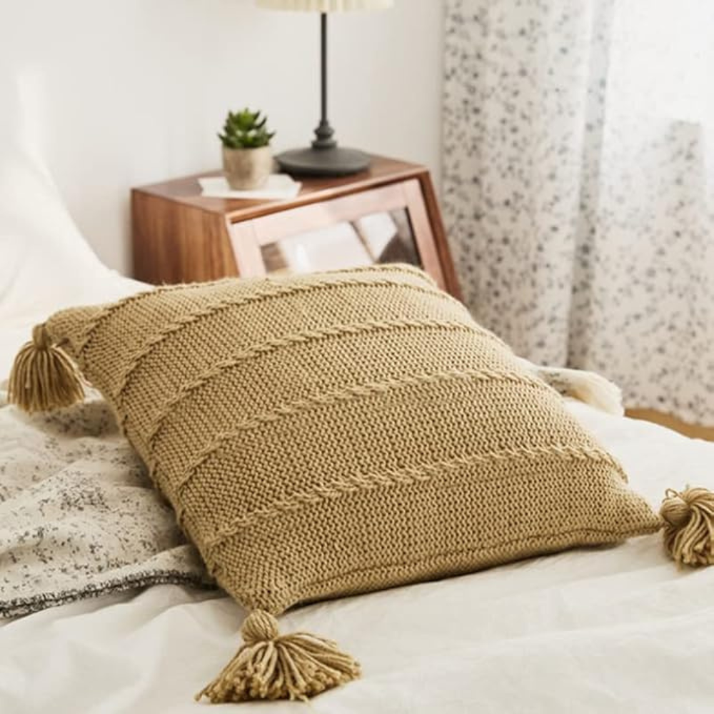 Nordic Knitted Tassel Throw Pillow