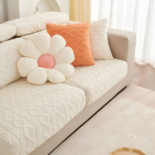 Velvet Diamond Pattern Sofa Cover - Stretchy 360° Protection