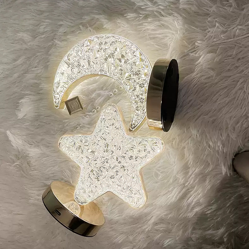 Star and Moon Metal Table Lamp with USB Charging