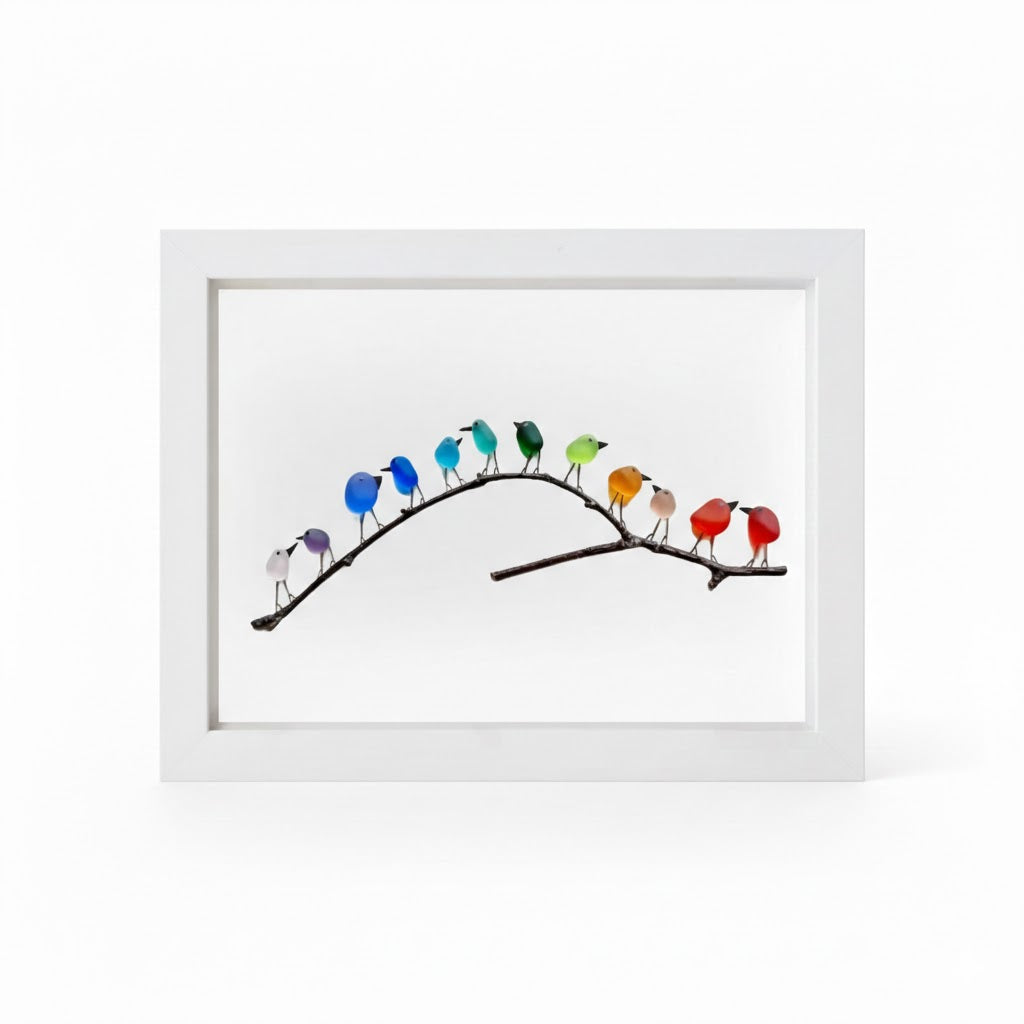 Coastal Sea Glass Bird Wall Art Frame