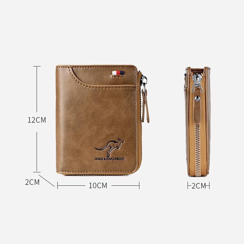 Compact RFID Wallet with Zip Closure for Cards and Cash