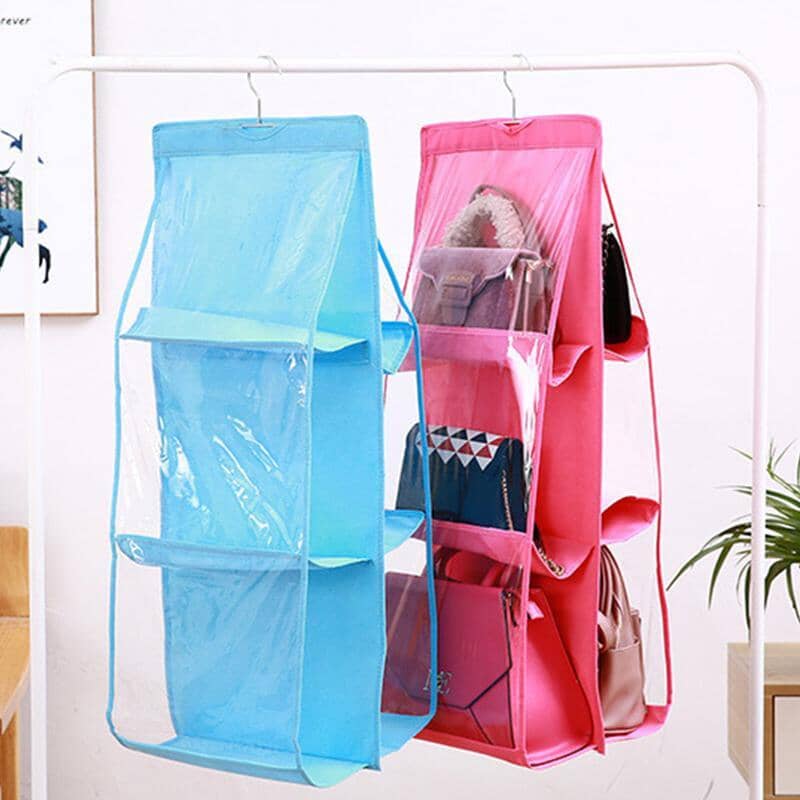 Double-Sided Foldable Wardrobe Organizer with Transparent Pockets