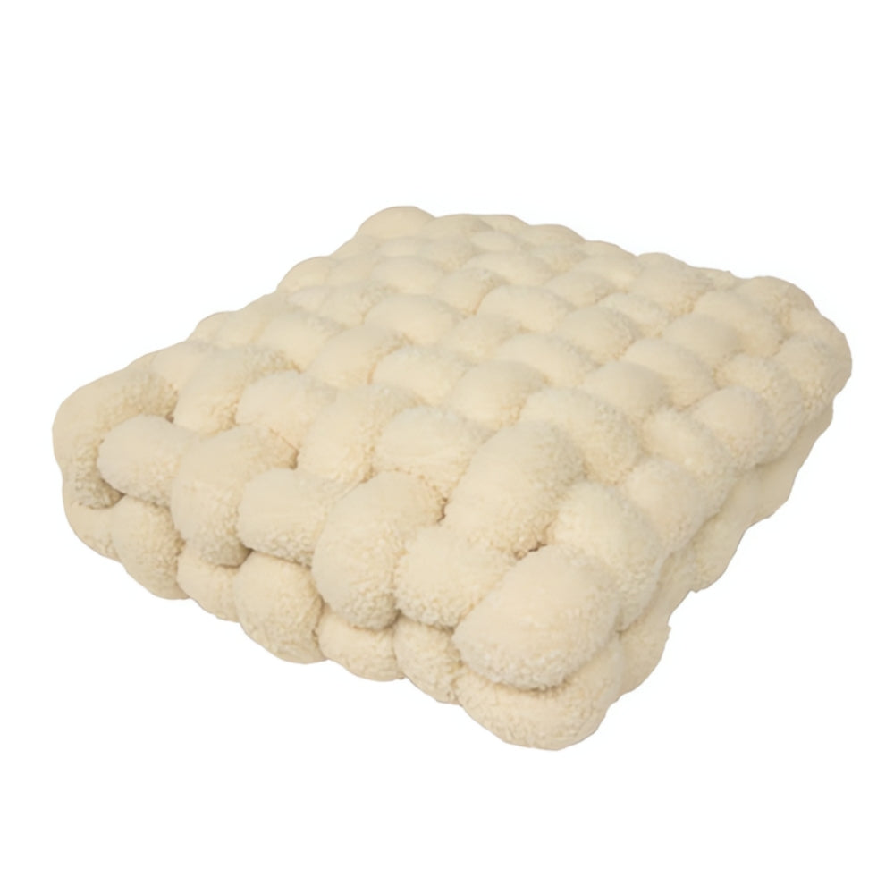 Plush Woven Knot Boucle Cushion in Soft Lamb Velvet