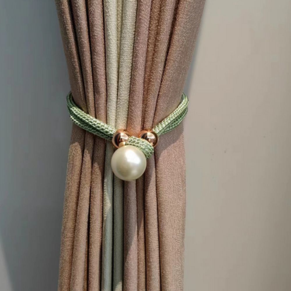 Adjustable Faux Pearl Curtain Tie Backs - 2 Piece Set