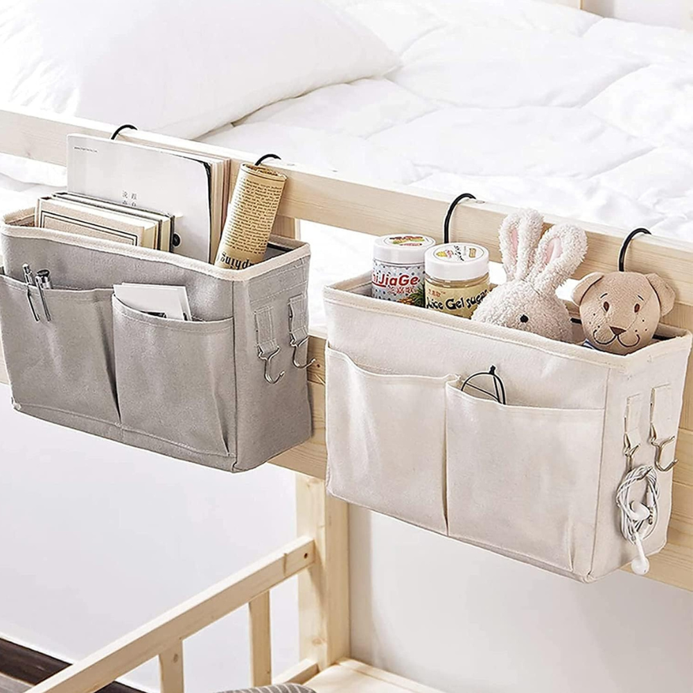 Multi-Pocket Hanging Organizer Bag with Side Hooks