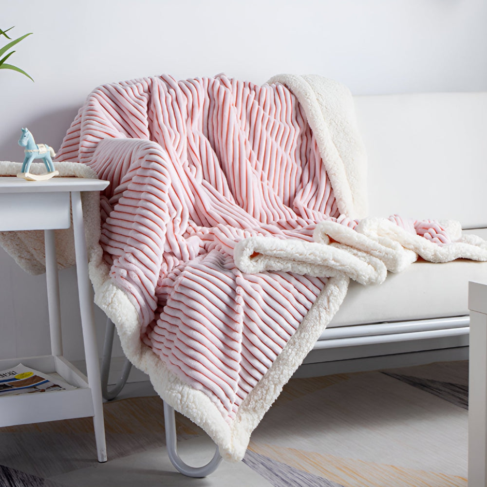 Double-Sided Fluffy Stripes Sherpa Blanket