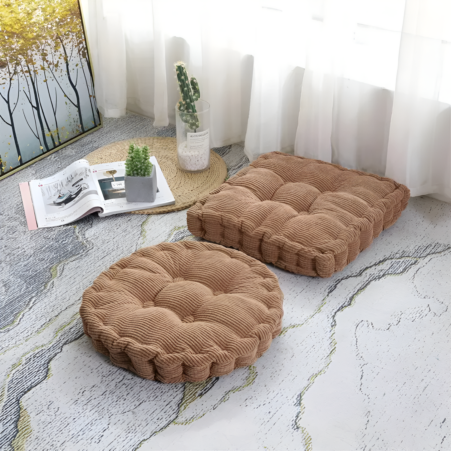 Stackable Soft Corduroy Chair Cushions
