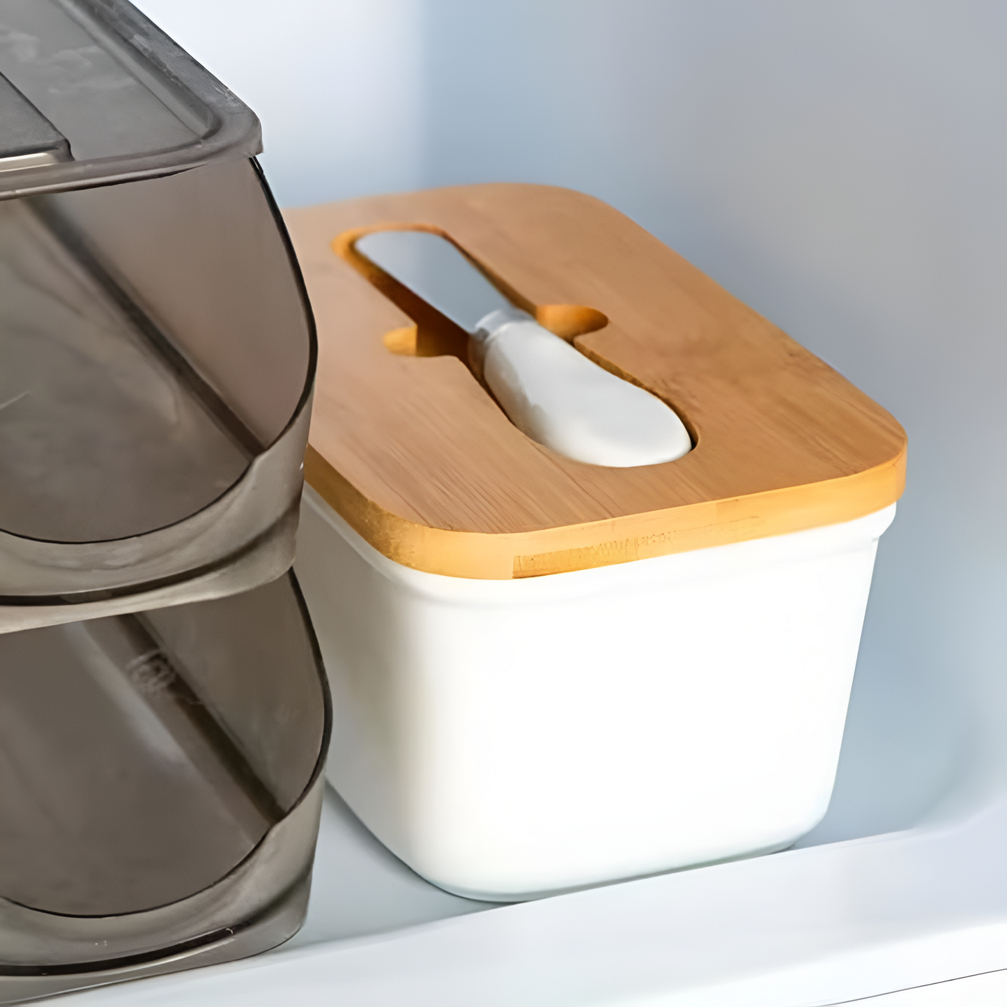 Sleek Ceramic Butter Cutter Container