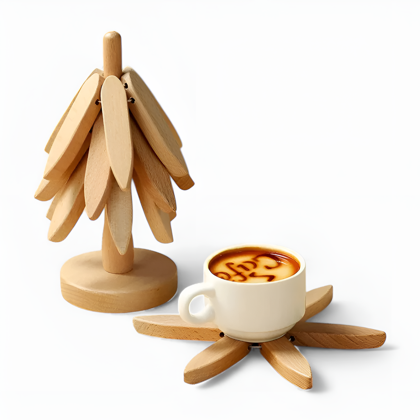 Foldable Black Walnut Wooden Trivet Set