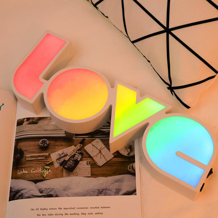 Art Deco Waterproof LED Table Lamp with LOVE Letters