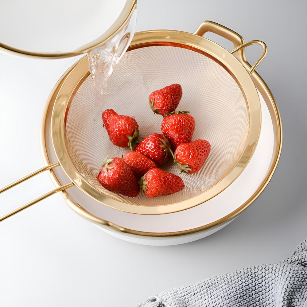 Gold Plated Stainless Steel Fine Mesh Strainer
