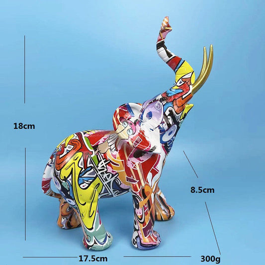 Graffiti Elephant Resin Decor Statue