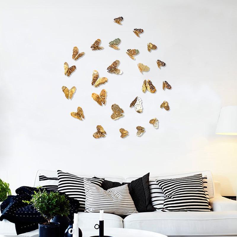 3D Butterfly Wall Stickers in Gold and Silver