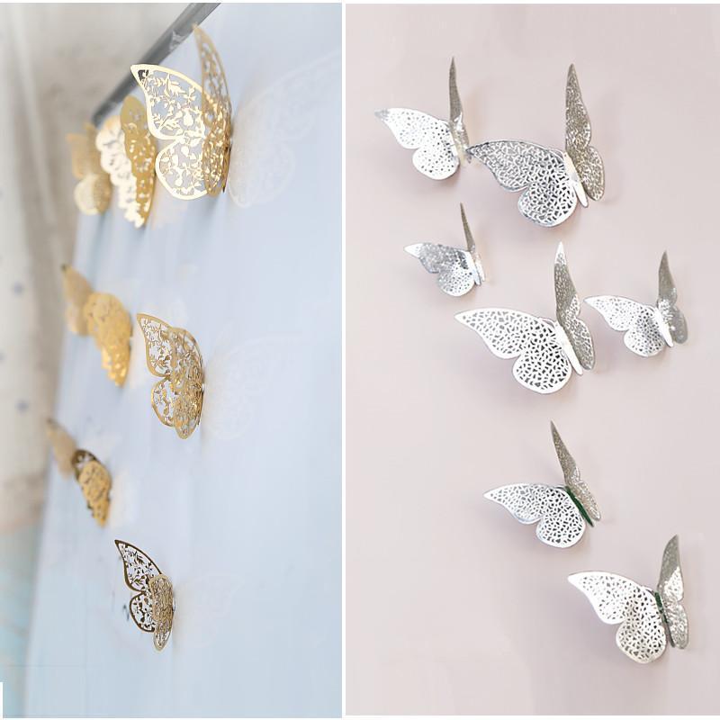 3D Butterfly Wall Stickers in Gold and Silver