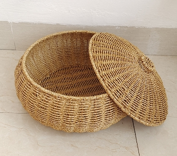 Dome-Shaped Woven Rattan Storage Basket with Lid