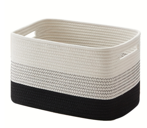 Ombre Woven Cotton Rope Storage Basket with Handles