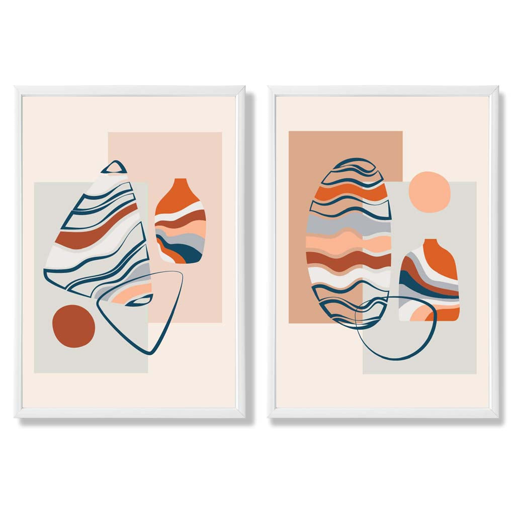 Boho Pastel Shapes Framed Art Prints Set of 2