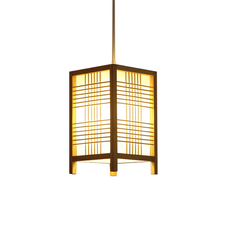 Japanese Square Wooden Lantern with Soft LED Light