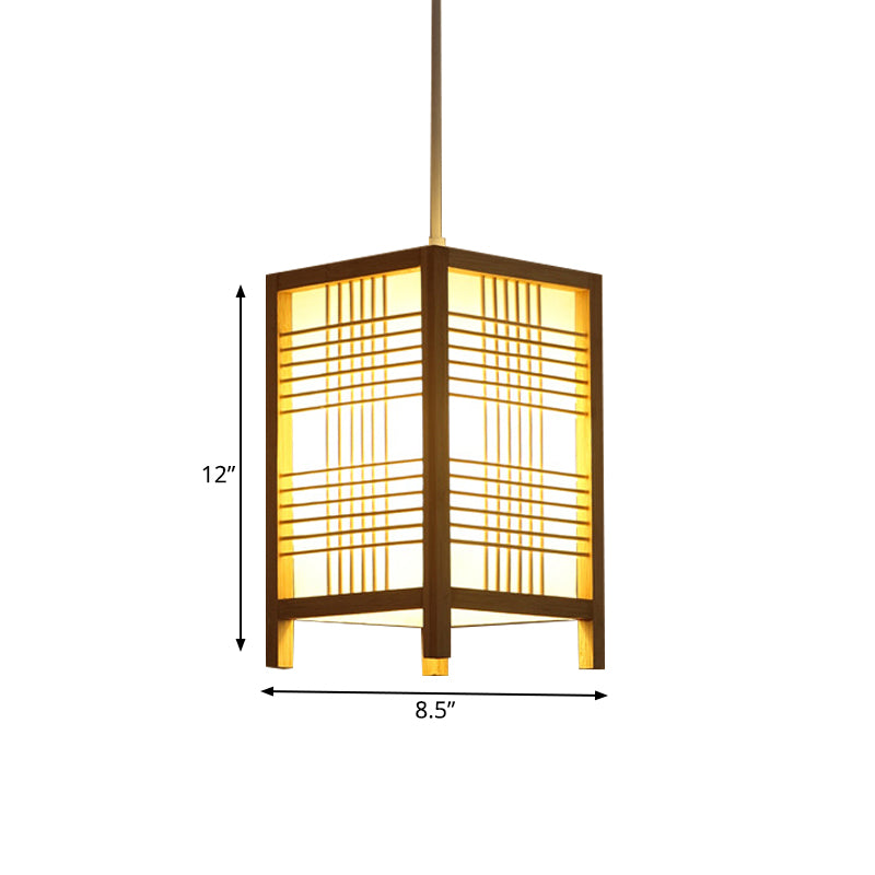 Japanese Square Wooden Lantern with Soft LED Light