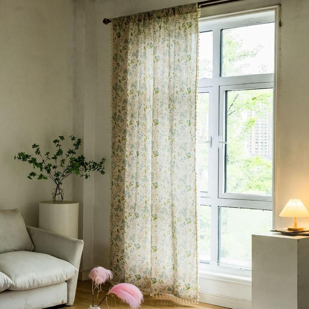 Bohemian Wildflower Veil Curtains - Light-Blocking, Noise-Reducing Fabric
