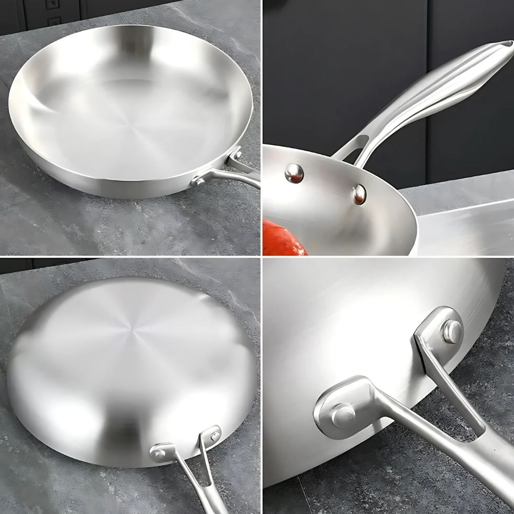 5-Ply Stainless Steel Frying Pan with Even Heat Distribution