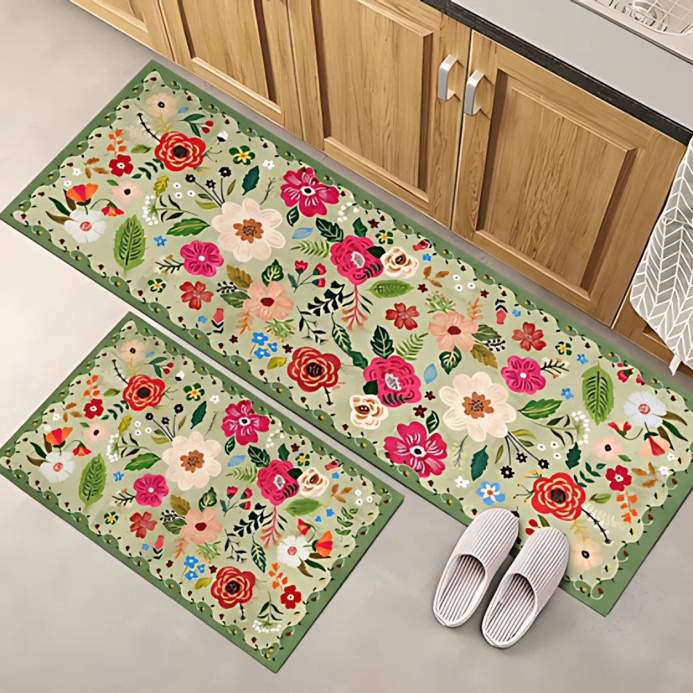Boho Floral Anti-Fatigue Kitchen Mat Set