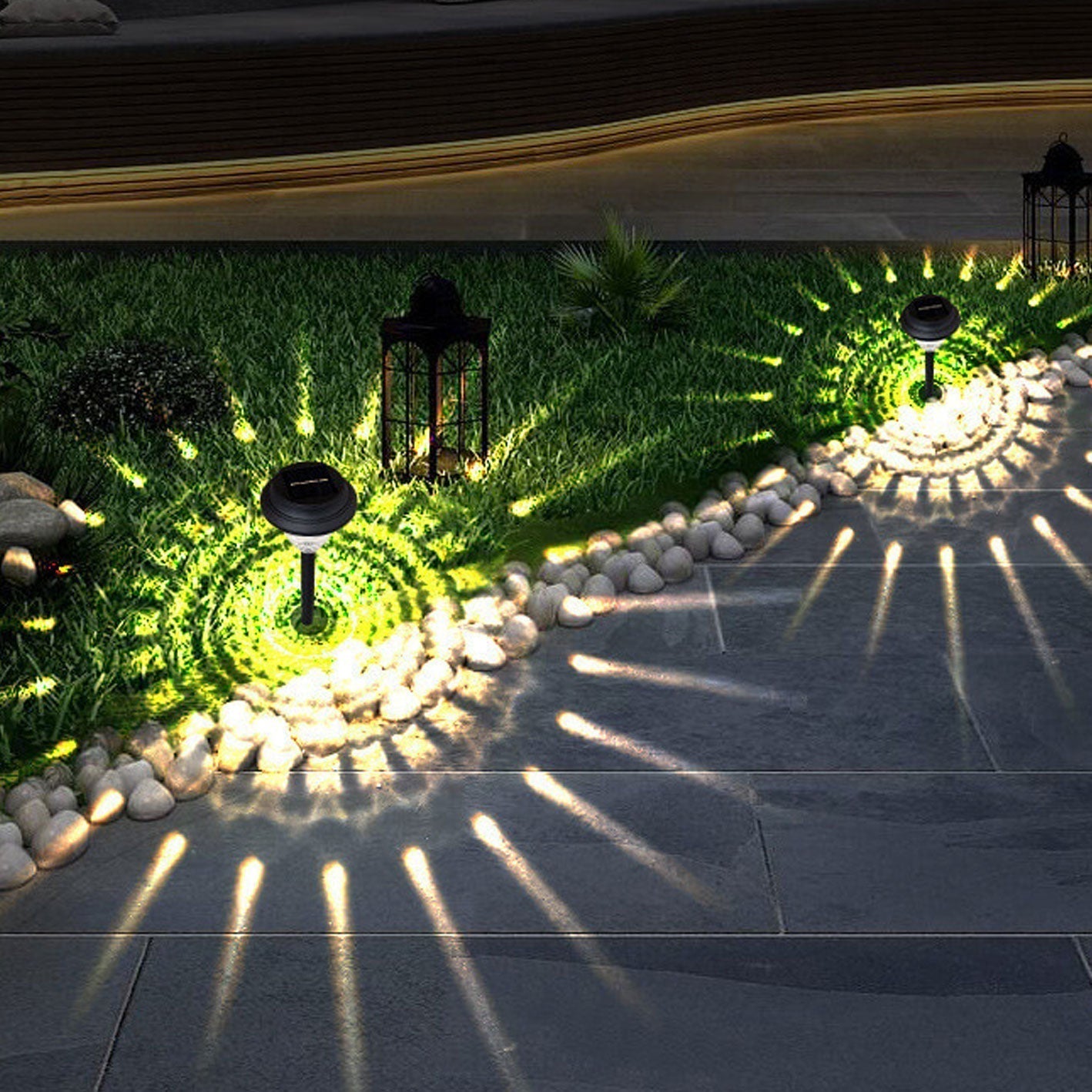 Solar Waterproof LED Outdoor Garden Light - Modern Circular Design