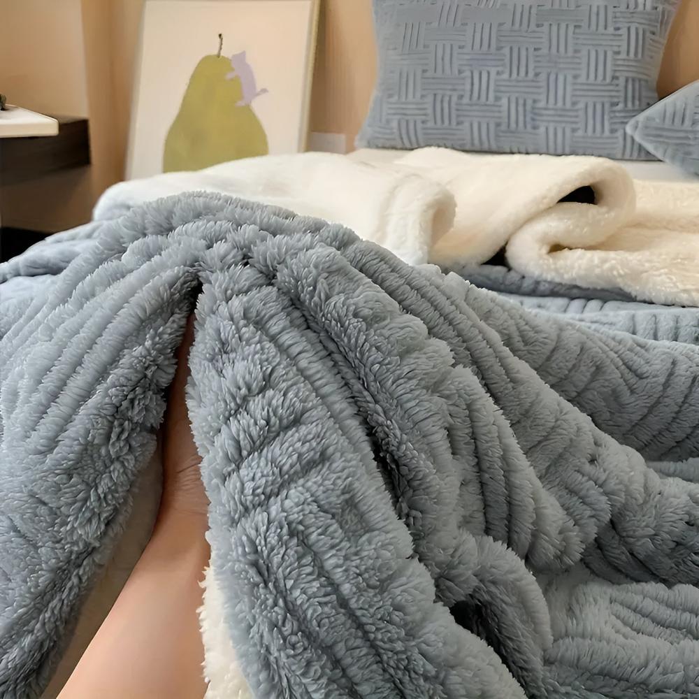 Plush Basket Weave Throw Blanket