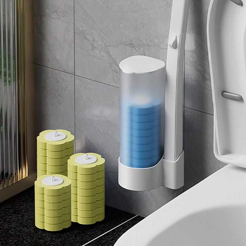 Disposable Toilet Cleaning Brush Set with Sponge Heads and Holder