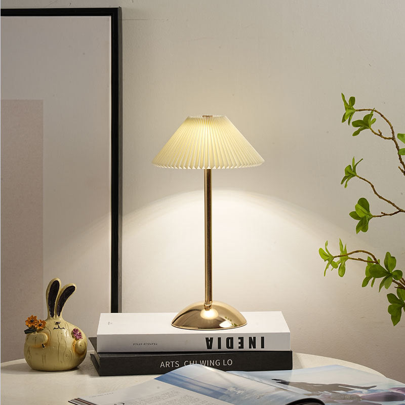 Contemporary Scandinavian Rechargeable LED Table Lamp with Fabric Shade