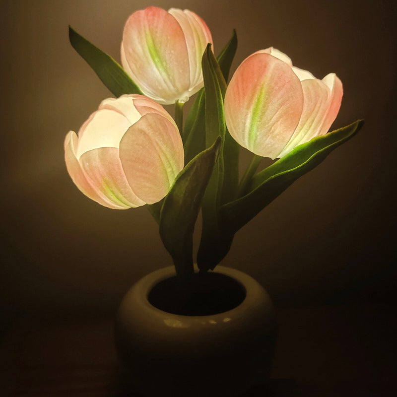 LED Tulip Nightstand Lamp - Ceramic Flower Table Light