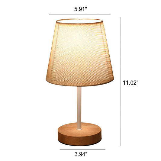 Modern Wood and Textile Cone LED Table Lamp