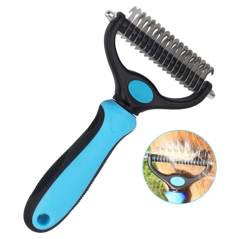Pet Grooming Brush for Dogs and Cats with Stainless Steel Blade