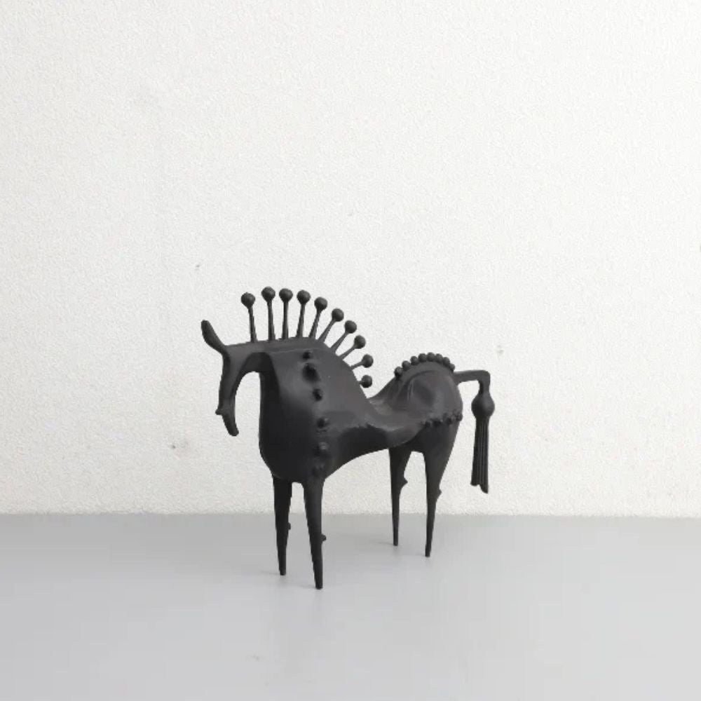 Abstract Black Stallion Metal Sculpture