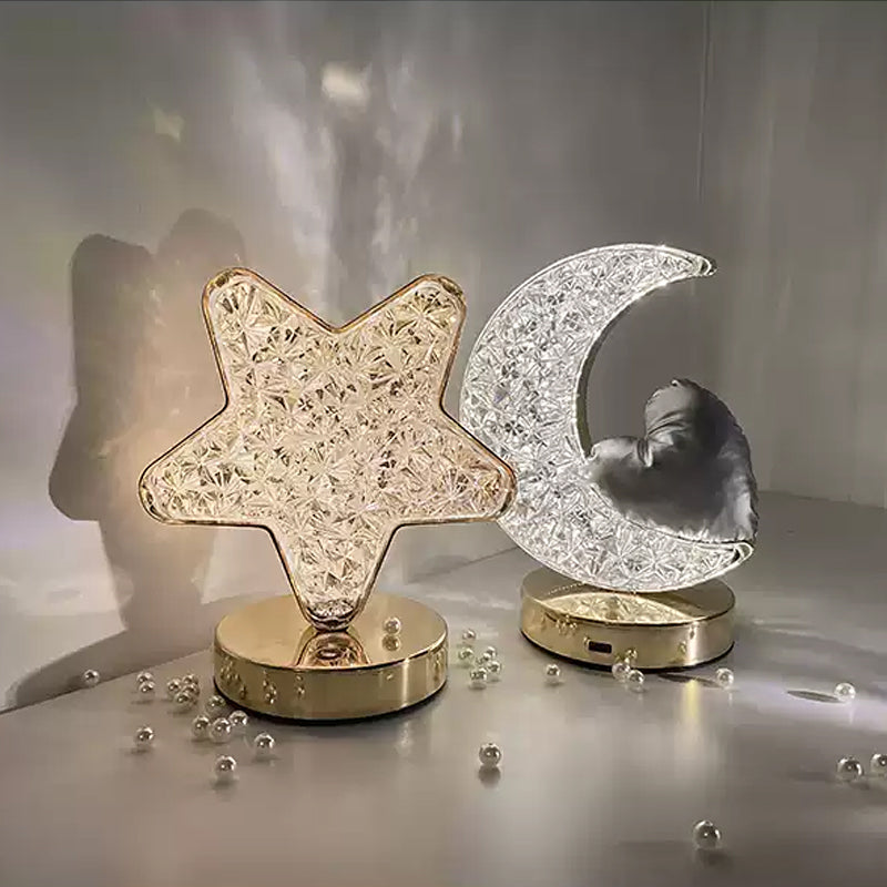 Star and Moon Metal Table Lamp with USB Charging