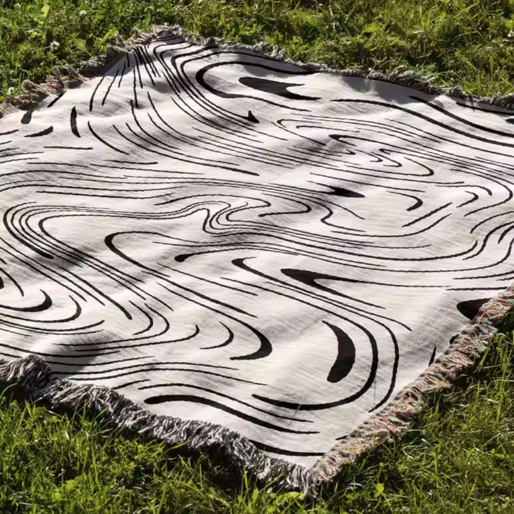Marble Swirl Woven Cotton Throw Blanket