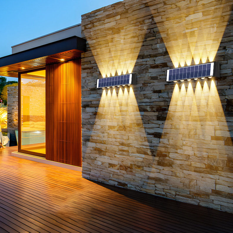 Solar Waterproof LED Wall Light for Outdoor Patio - Modern Rectangular Design